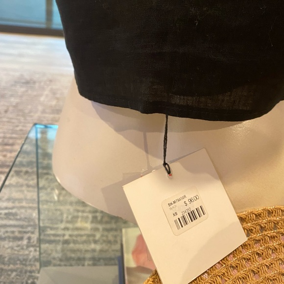 SEEK The Label Black Linen Crop Tank Top with Buttons - Picture 5 of 9